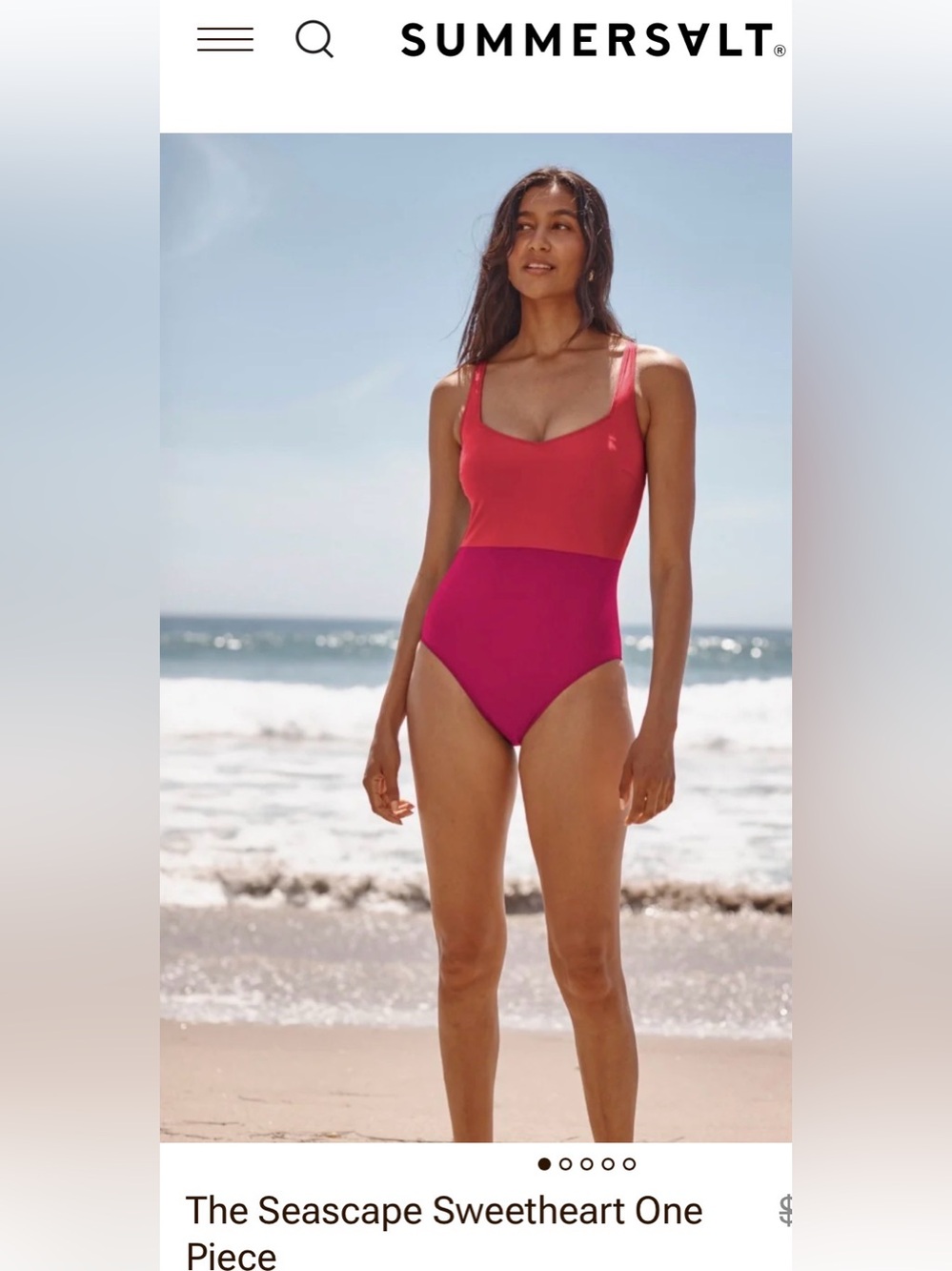 summersalt Colorblock Sweetheart One-Piece Swimsuit in summer berry/spritz